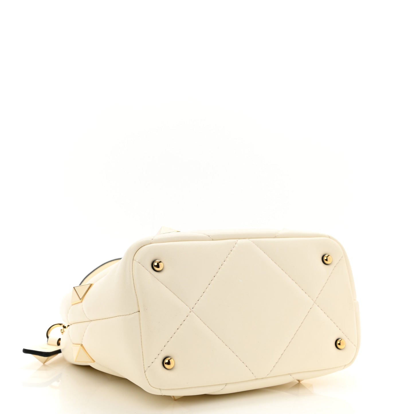 Nappa Enamel Small Roman Stud The Handle Bag Ivory