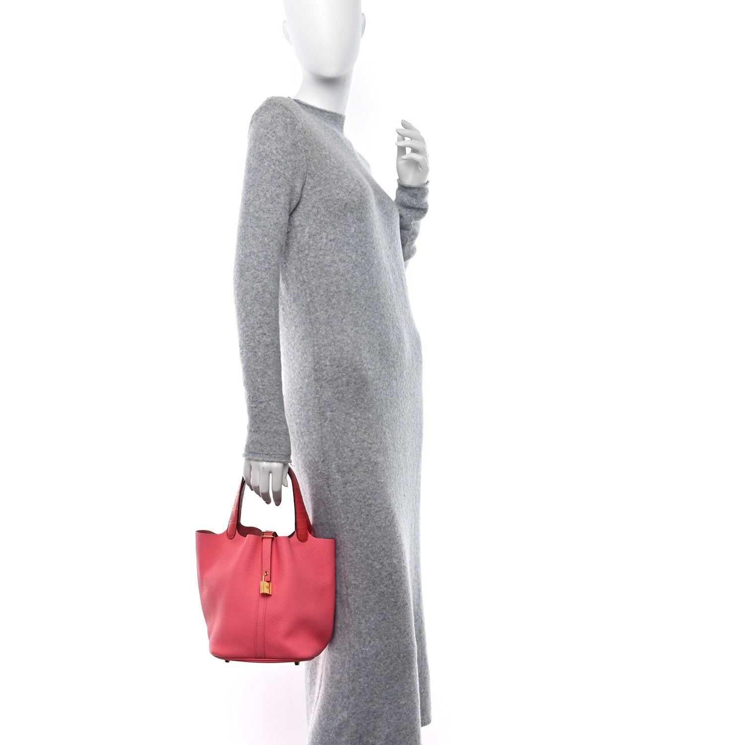 Hermes Taurillon Clemence Matte Alligator Picotin Lock Touch 22 Rose Azalee Bougainvillea 2 of 8