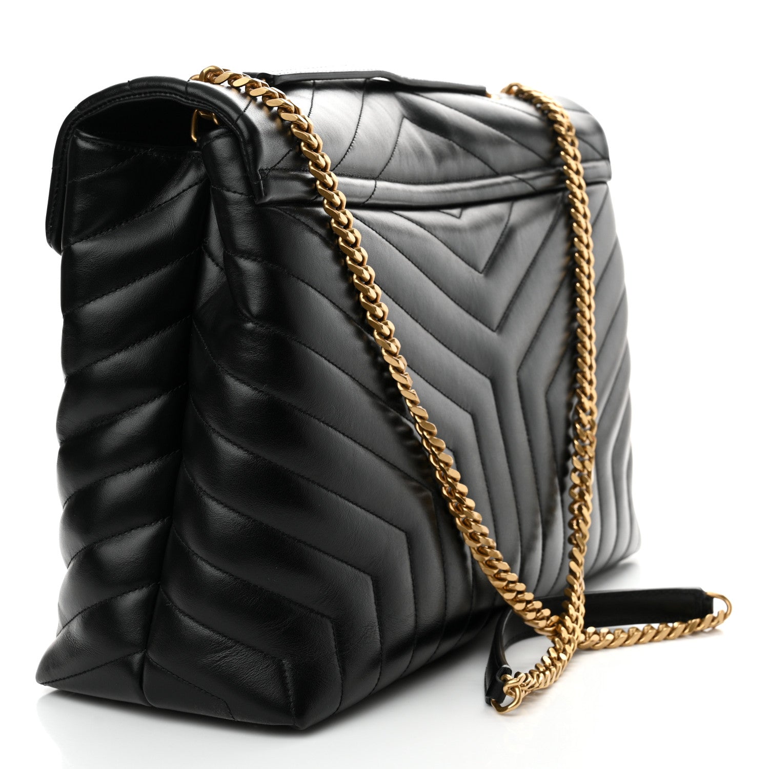Saint Laurent Calfskin Y Quilted Monogram Large Loulou Chain Satchel Black 3 of 11