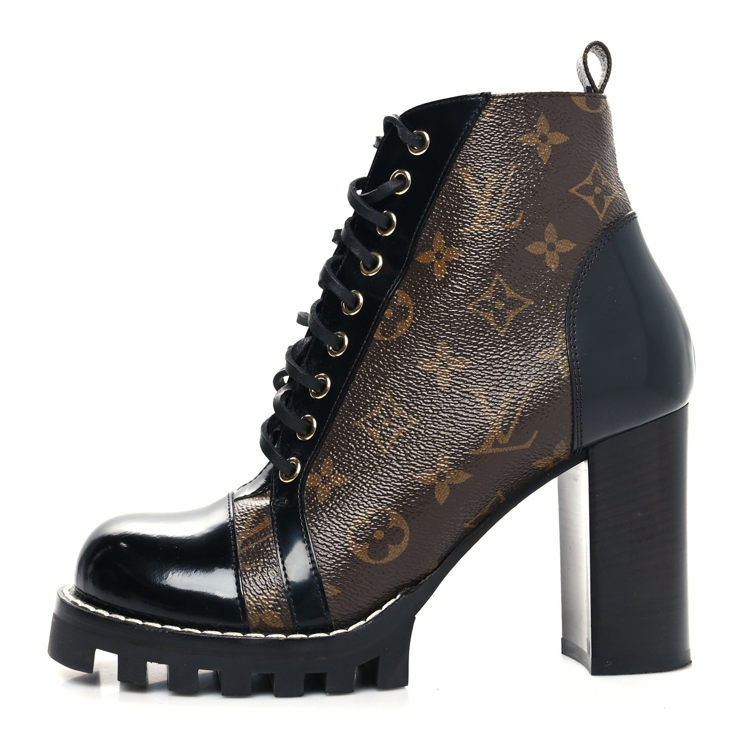 Patent Calfskin Monogram Star Trail Ankle Boots 38.5 Black