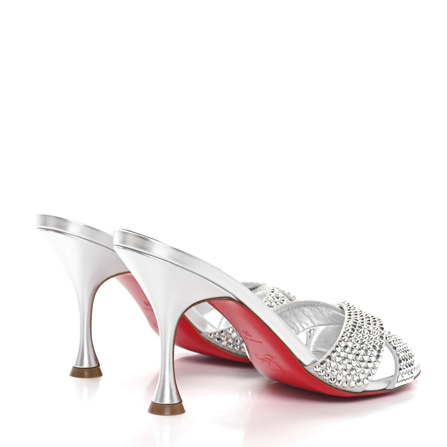 Christian Louboutin Suede Metallic Kid Lambskin Strass Mariza Is Back 85 Sandals 39 Silver 4 of 8