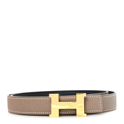 Hermes Swift Epsom 24mm Mini Constance H Belt 85 34 Black Etoupe 1 of 5