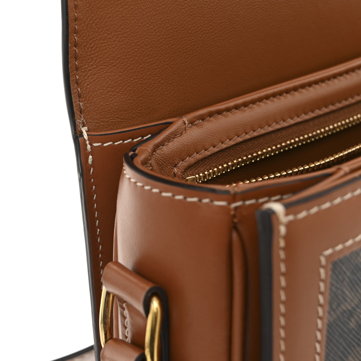 Celine Calfskin Triomphe Canvas Teen Triomphe Bag Tan 11 of 12