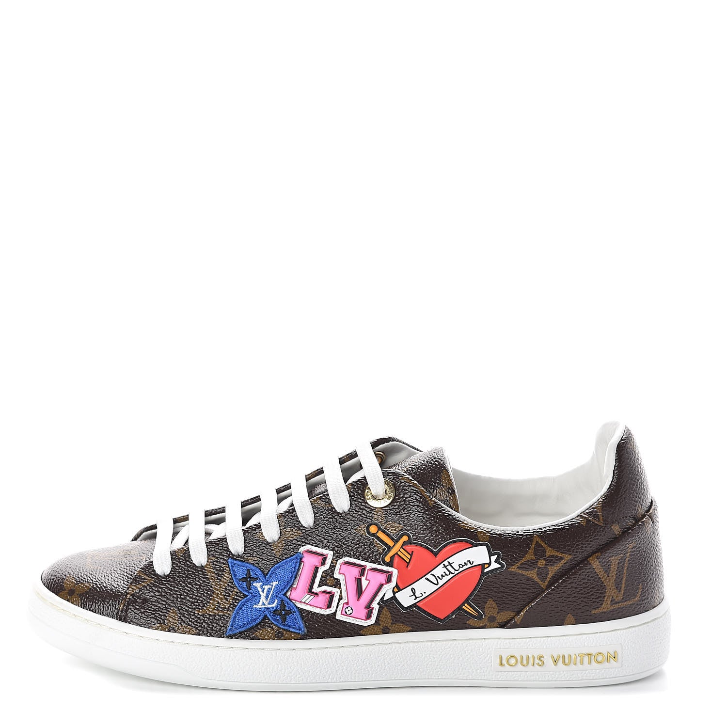 Louis Vuitton Calfskin Monogram LV Black Heart Sneakers 37 Cacao 1 of 7
