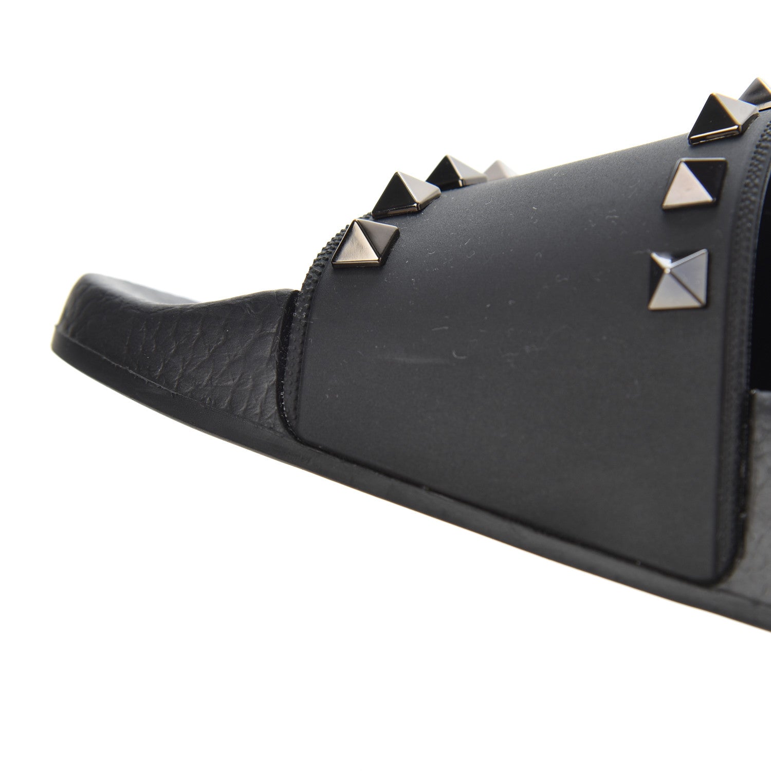 Valentino Garavani Rubber Rockstud Slide Sandals 36 Black 9 of 10
