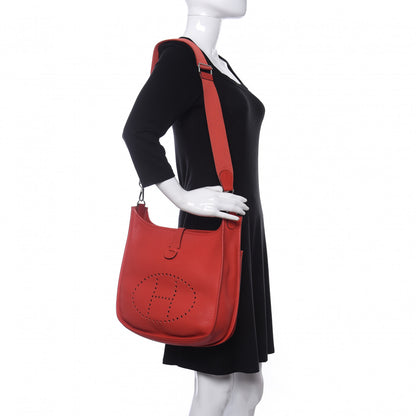 Hermes Taurillon Clemence Evelyne III GM Rouge Tomate 2 of 13
