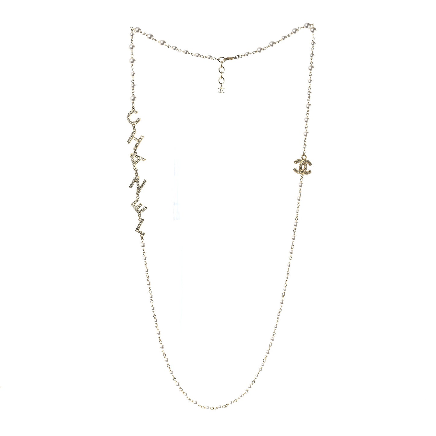 Pearl Crystal 90's Icon CC Necklace Gold