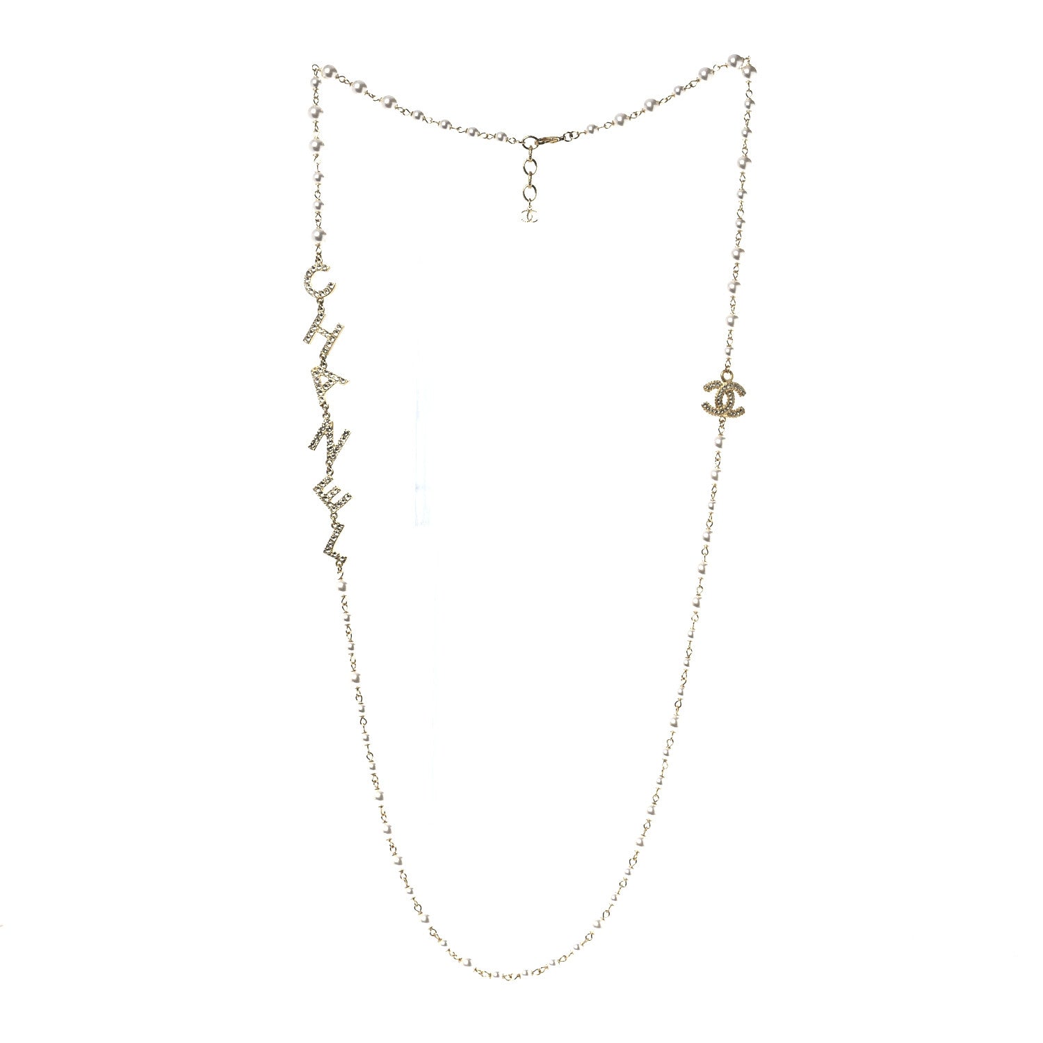 Chanel Pearl Crystal 90's Icon CC Necklace Gold 3 of 7
