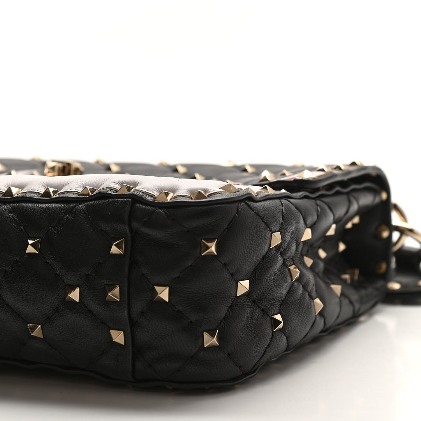 Lambskin Ayers Flames Medium Rockstud Spike Shoulder Bag Black