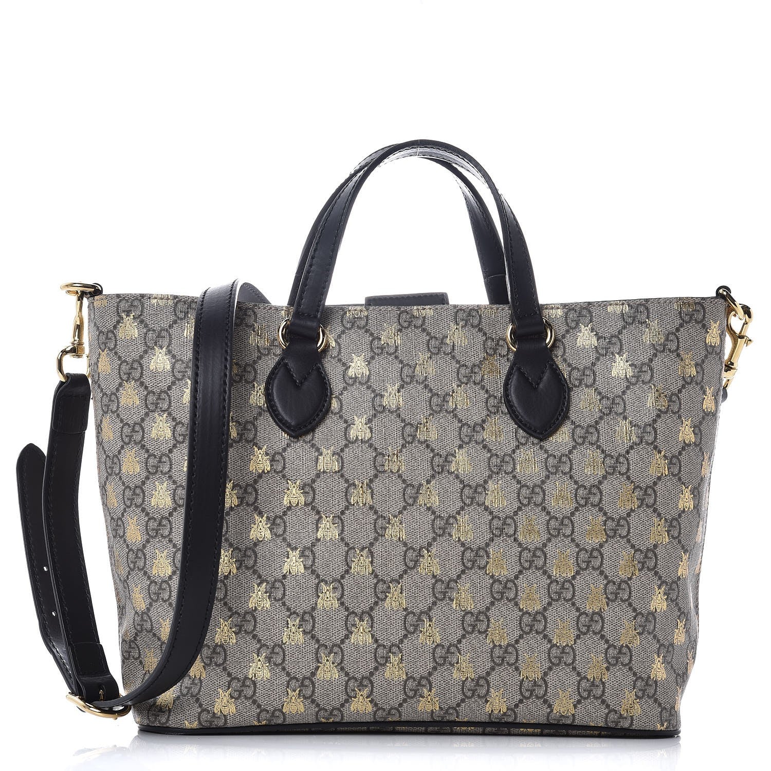 Gucci Soft GG Supreme Monogram Bees Small Crossbody Tote Beige Oro Black 1 of 7