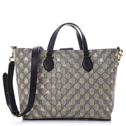 Gucci Soft GG Supreme Monogram Bees Small Crossbody Tote Beige Oro Black 1 of 7