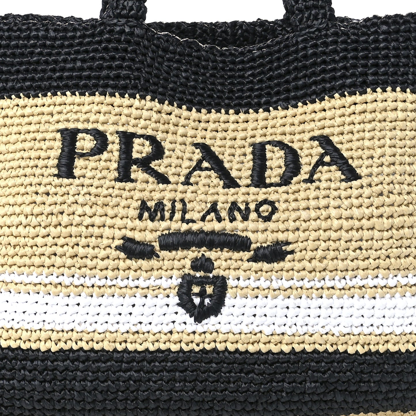 Raffia Logo Tote Naurale Black
