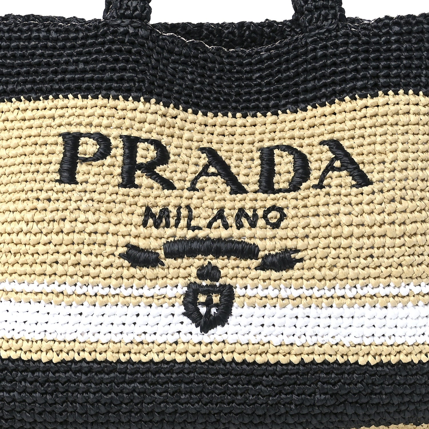 Prada Raffia Logo Tote Naurale Black 8 of 12