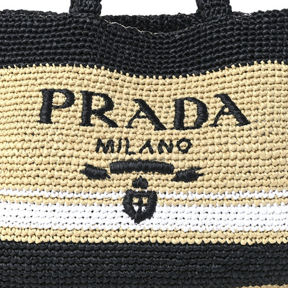 Prada Raffia Logo Tote Naurale Black 8 of 12