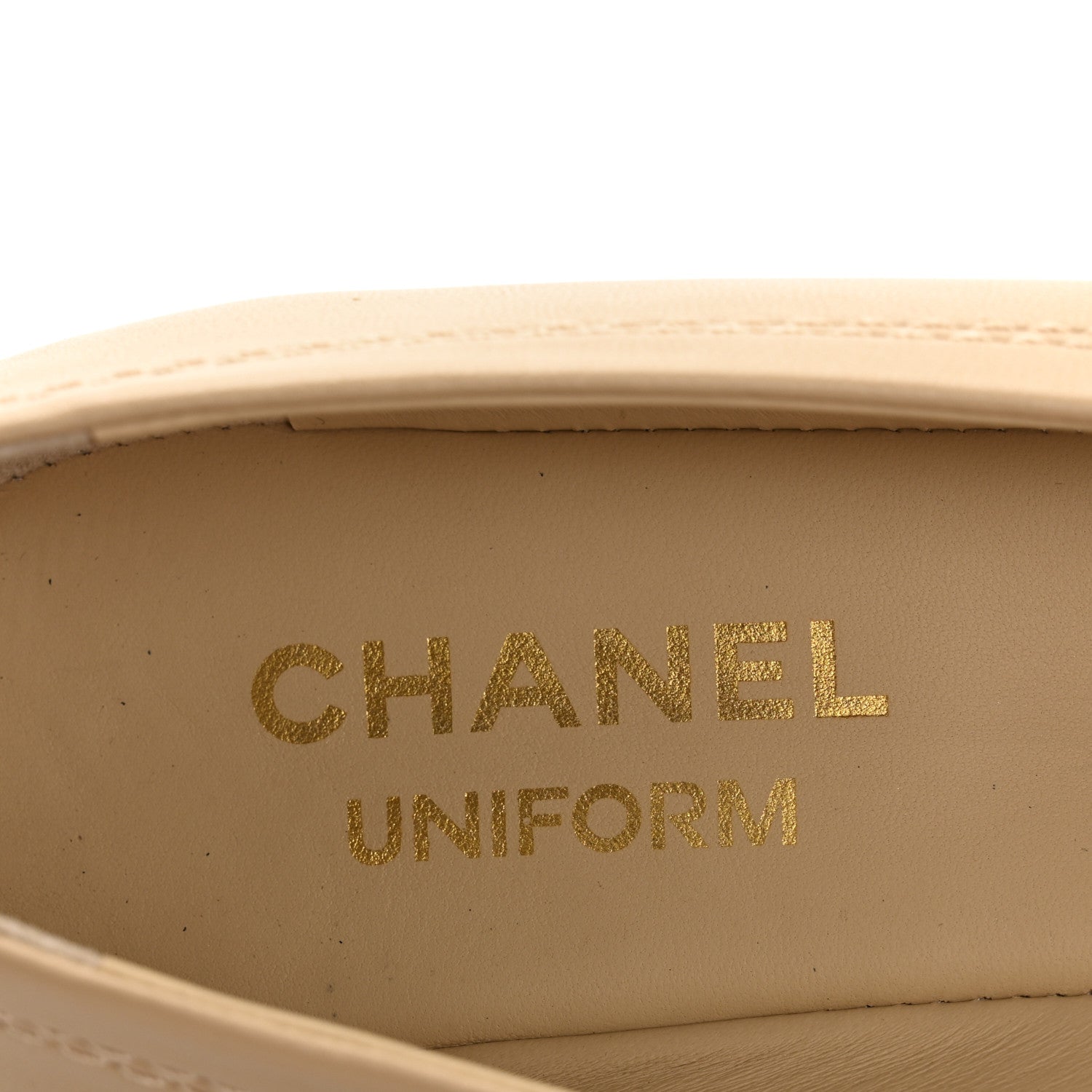 Chanel Lambskin Cap Toe CC Uniform Ballerina Flats 37.5 Beige Black 7 of 10