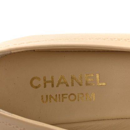 Chanel Lambskin Cap Toe CC Uniform Ballerina Flats 37.5 Beige Black 7 of 10