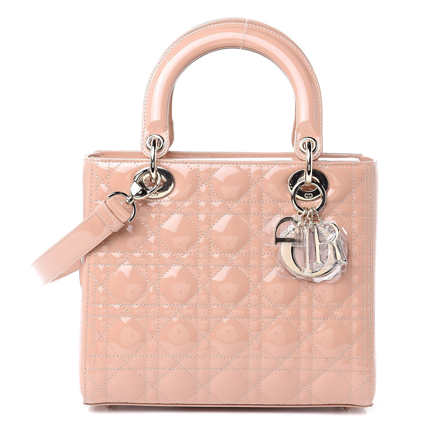 Patent Cannage Medium Lady Dior Beige
