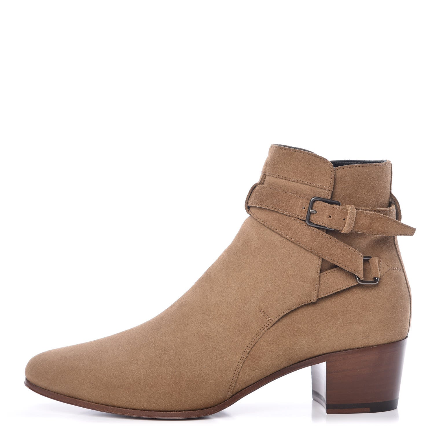 Saint Laurent Women's Suede Blake Ankle Boots 37.5 New Sigaro 1 of 11