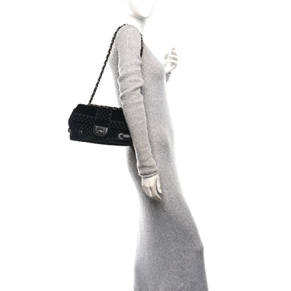 Chanel Velvet Checkered Flap Bag Black 2 of 10