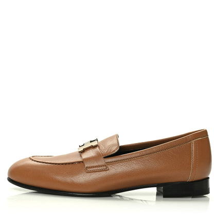 Hermes Goatskin Womens Paris Loafers 35 Gold 1 of 8