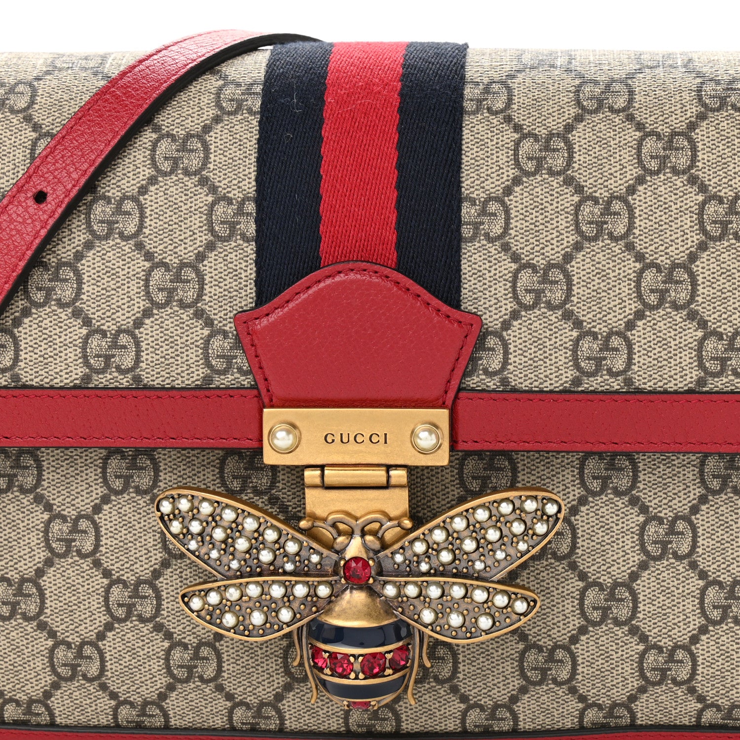 Gucci GG Supreme Monogram Medium Queen Margaret Shoulder Bag Red 9 of 11