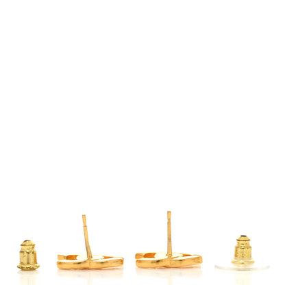 Chanel Metal CC Paris Button Stud Earrings Gold 3 of 4