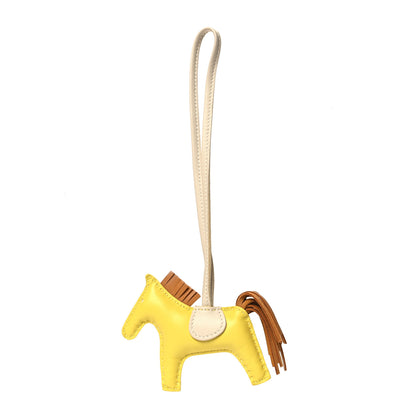 Hermes Milo Lambskin Grigri Rodeo Horse Bag Charm PM Lime Sesame Craie 1 of 4