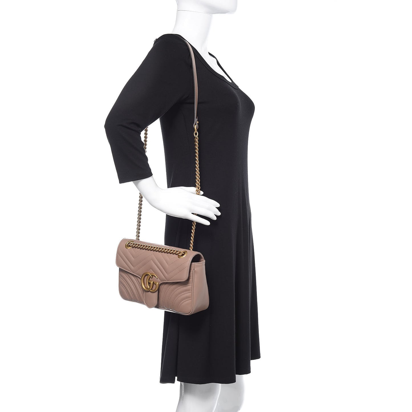 Calfskin Matelasse Small GG Marmont Shoulder Bag Porcelain Rose