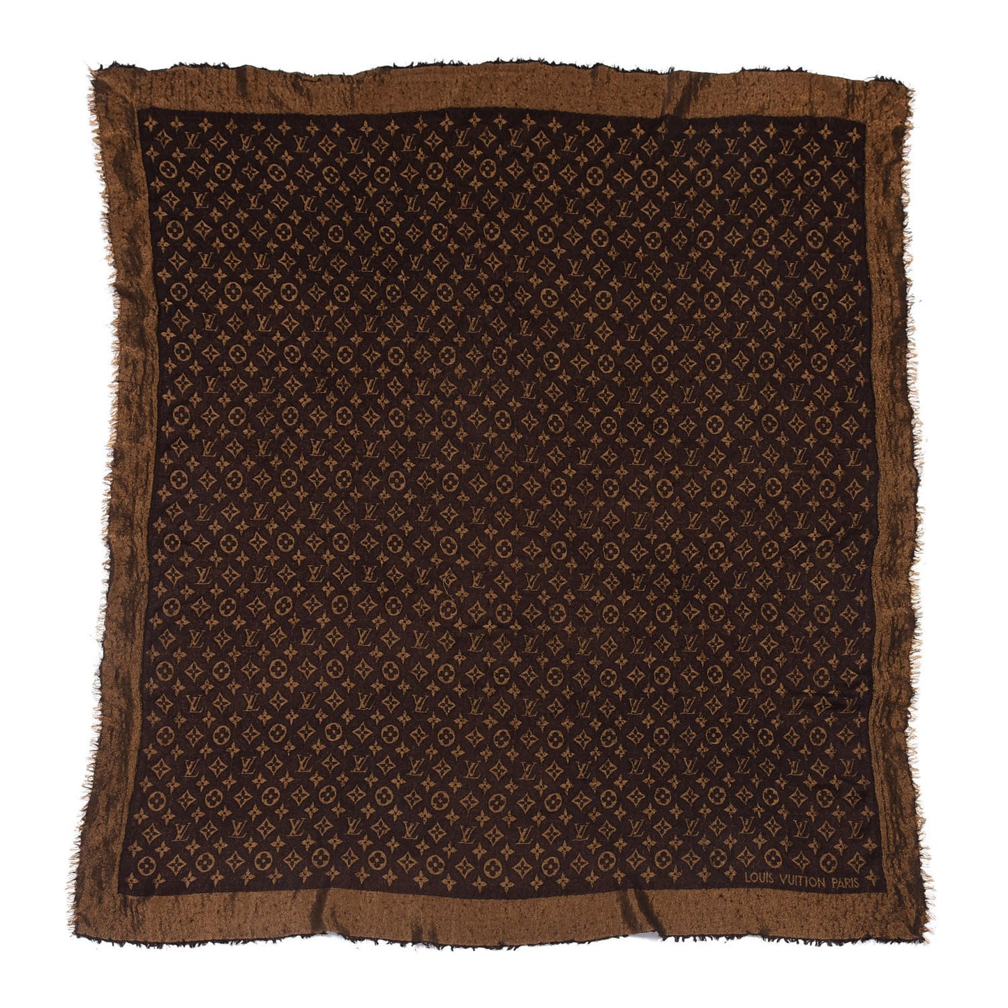 Silk Lurex Wool Monogram Shine Shawl Brown