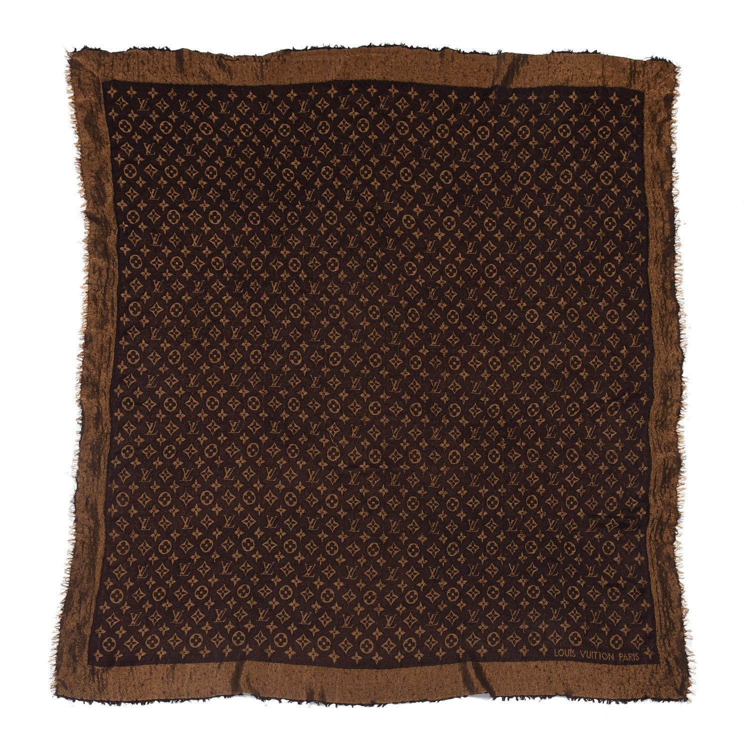 Louis Vuitton Silk Lurex Wool Monogram Shine Shawl Brown 1 of 3