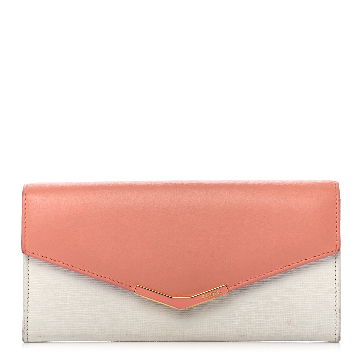 Fendi Vitello Flamingo Elite Bi-Color 2Jours Continental Pesca White Plaster 1 of 12