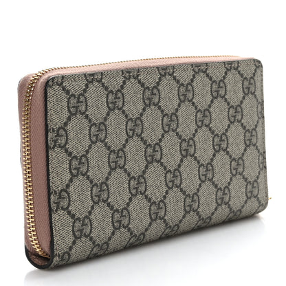 Gucci Dollar Calfskin GG Supreme Monogram GG Marmont Zip Around Wallet Porcelain Rose Beige Ebony 3 of 6
