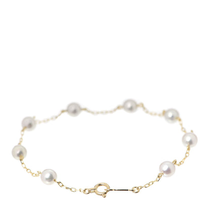 Mikimoto 18K Yellow Gold Akoya Pearl 5mm Station Bracelet 3 of 7