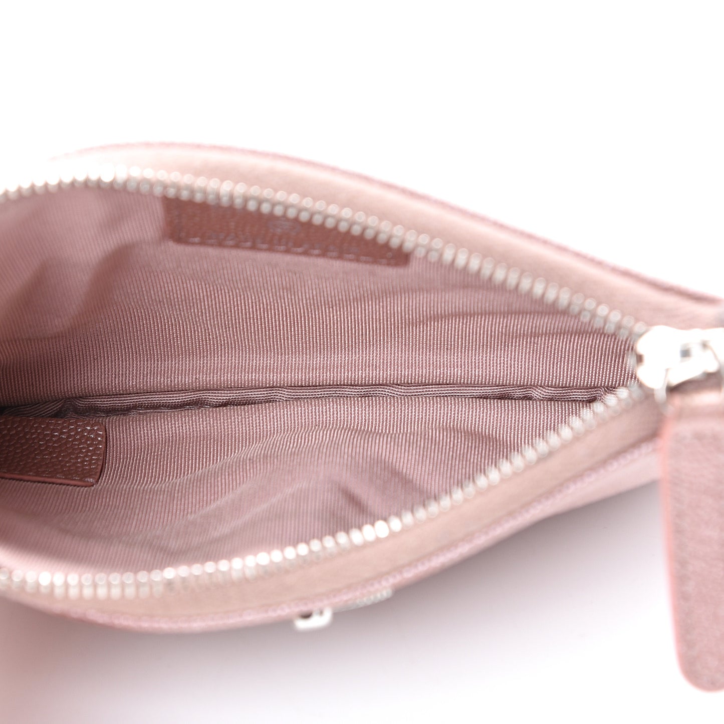 Metallic Caviar Chevron Quilted Small Vintage Mademoiselle Cosmetic Case Pink