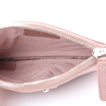 Chanel Metallic Caviar Chevron Quilted Small Vintage Mademoiselle Cosmetic Case Pink 4 of 10