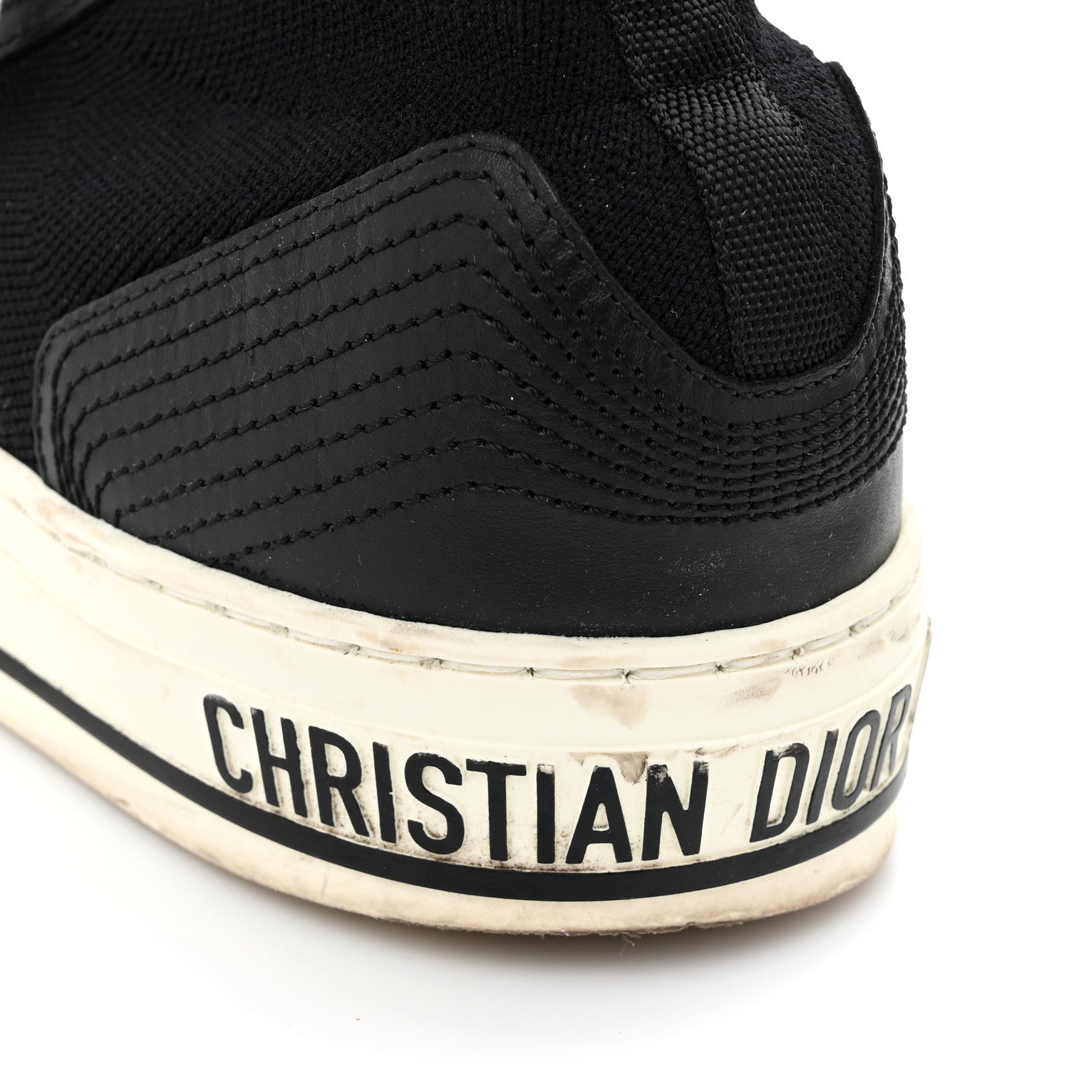 Christian Dior Technical Knit Calfskin Womens Walk'N'Dior High Top Sneakers 38.5 Black 11 of 12