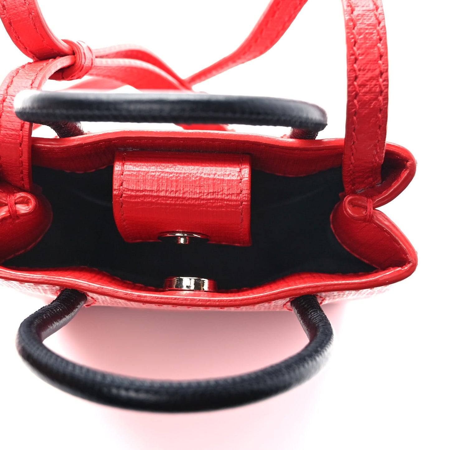 Squared Calfskin Logo Shopping Phone Holder Bag Red