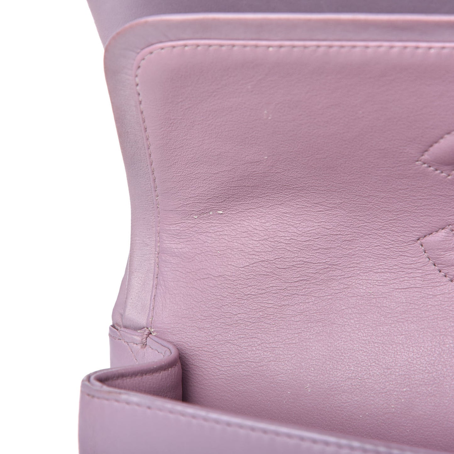 Lambskin Quilted Medium Double Flap Light Purple