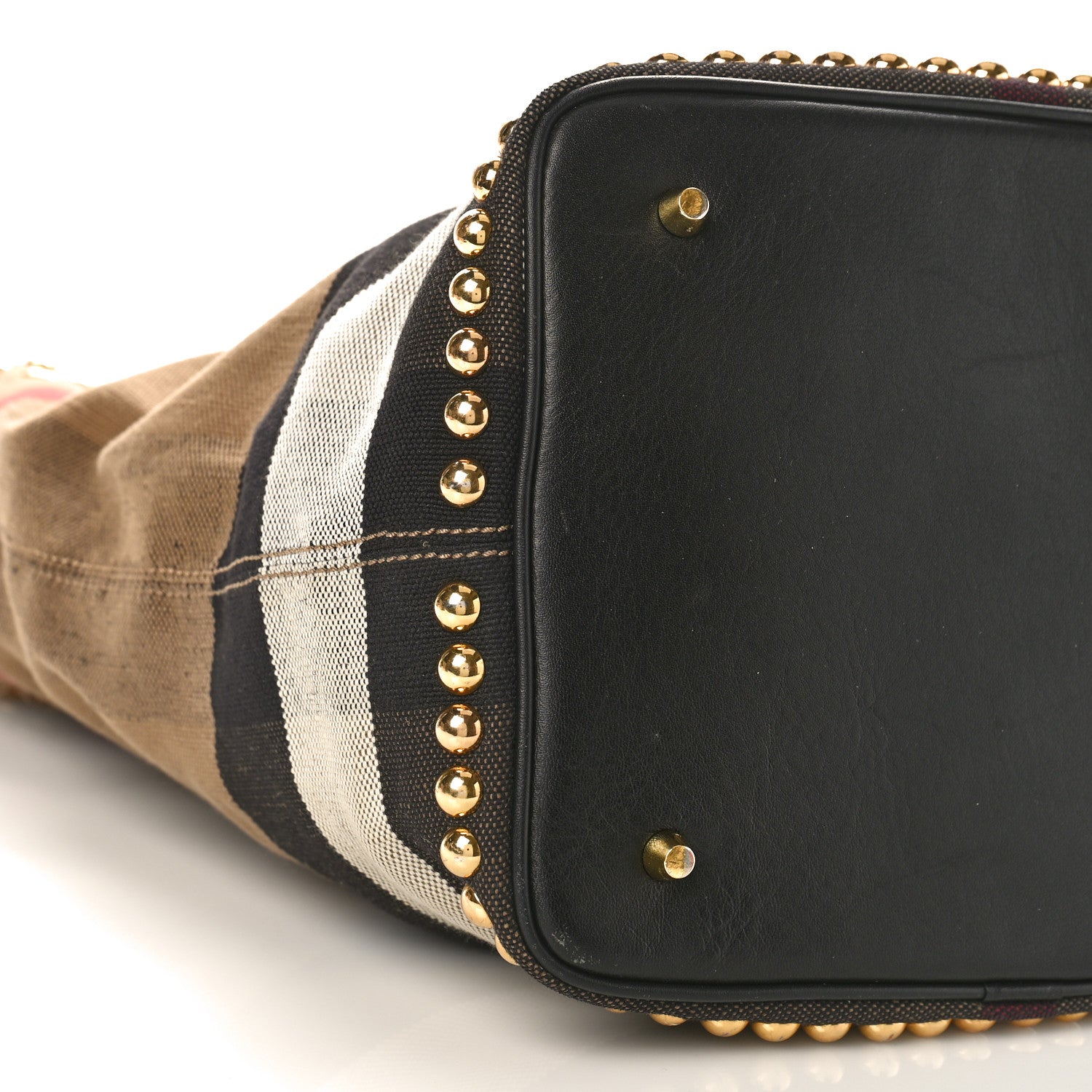 Burberry Canvas Mega Check Studded Medium Ashby Bucket Bag Black 7 of 10