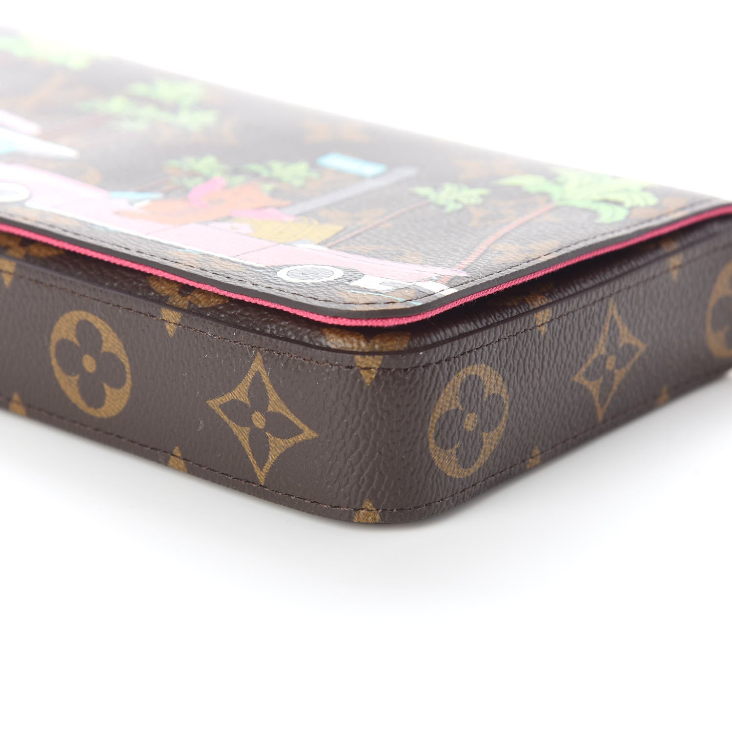 Louis Vuitton Monogram 2021 Christmas Animation Hollywood Pochette Felicie Chain Wallet Fuchsia 7 of 9