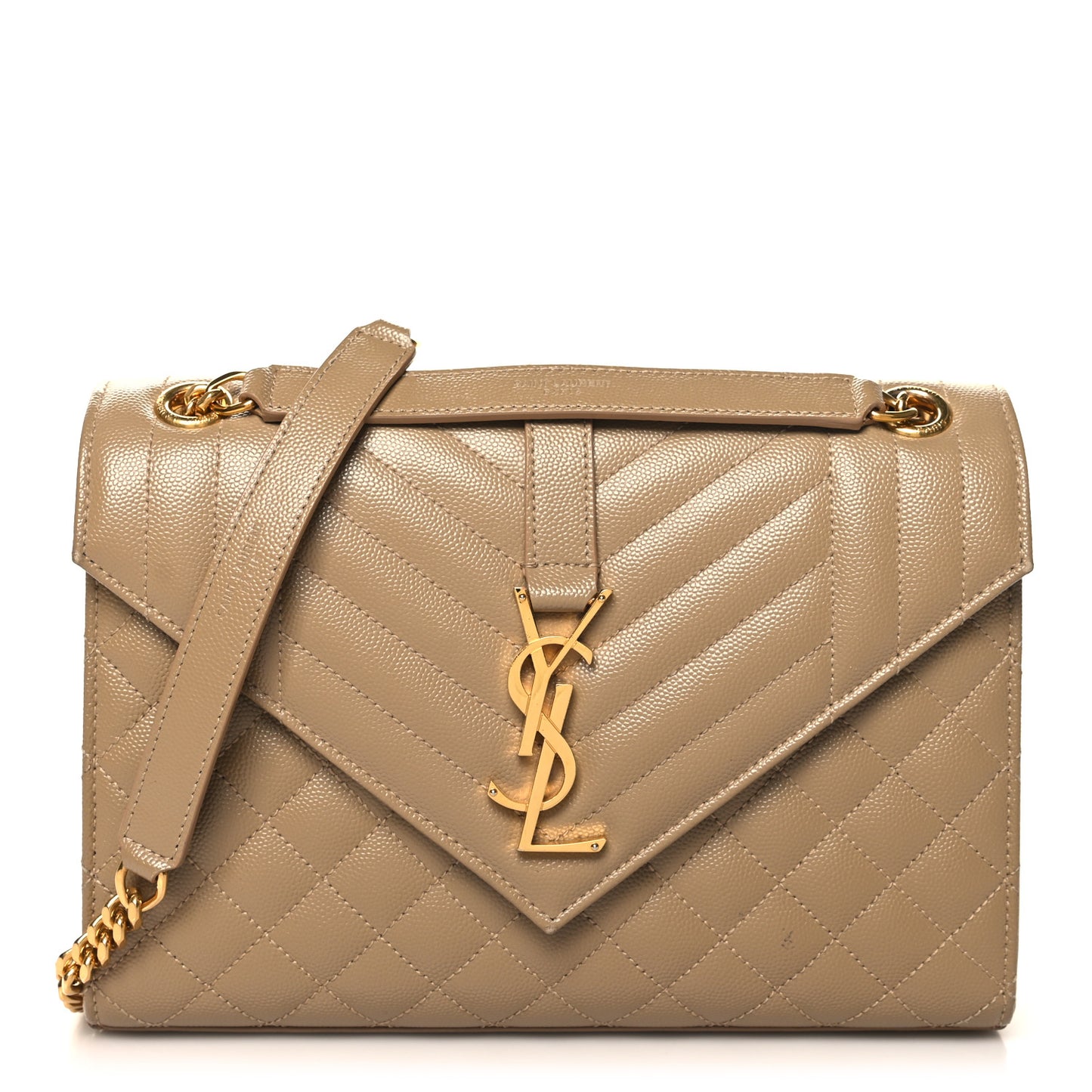 Grain De Poudre Textured Mixed Matelasse Medium Triquilt Monogram Satchel Dark Latte
