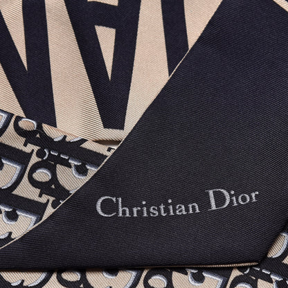 Christian Dior Silk Oblique Mitzah Scarf Blue 3 of 4