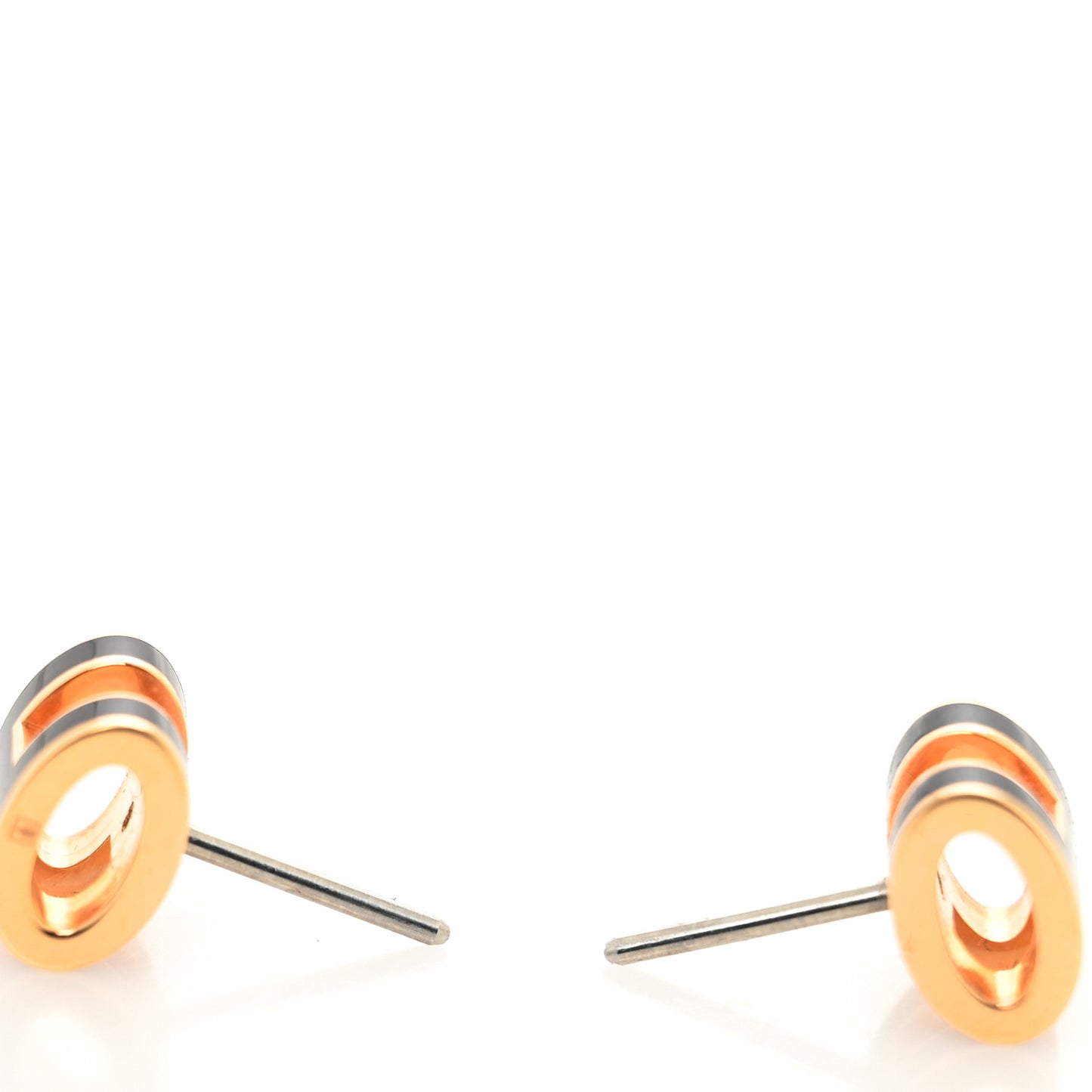 Gold Lacquered Mini Pop H Earrings Black