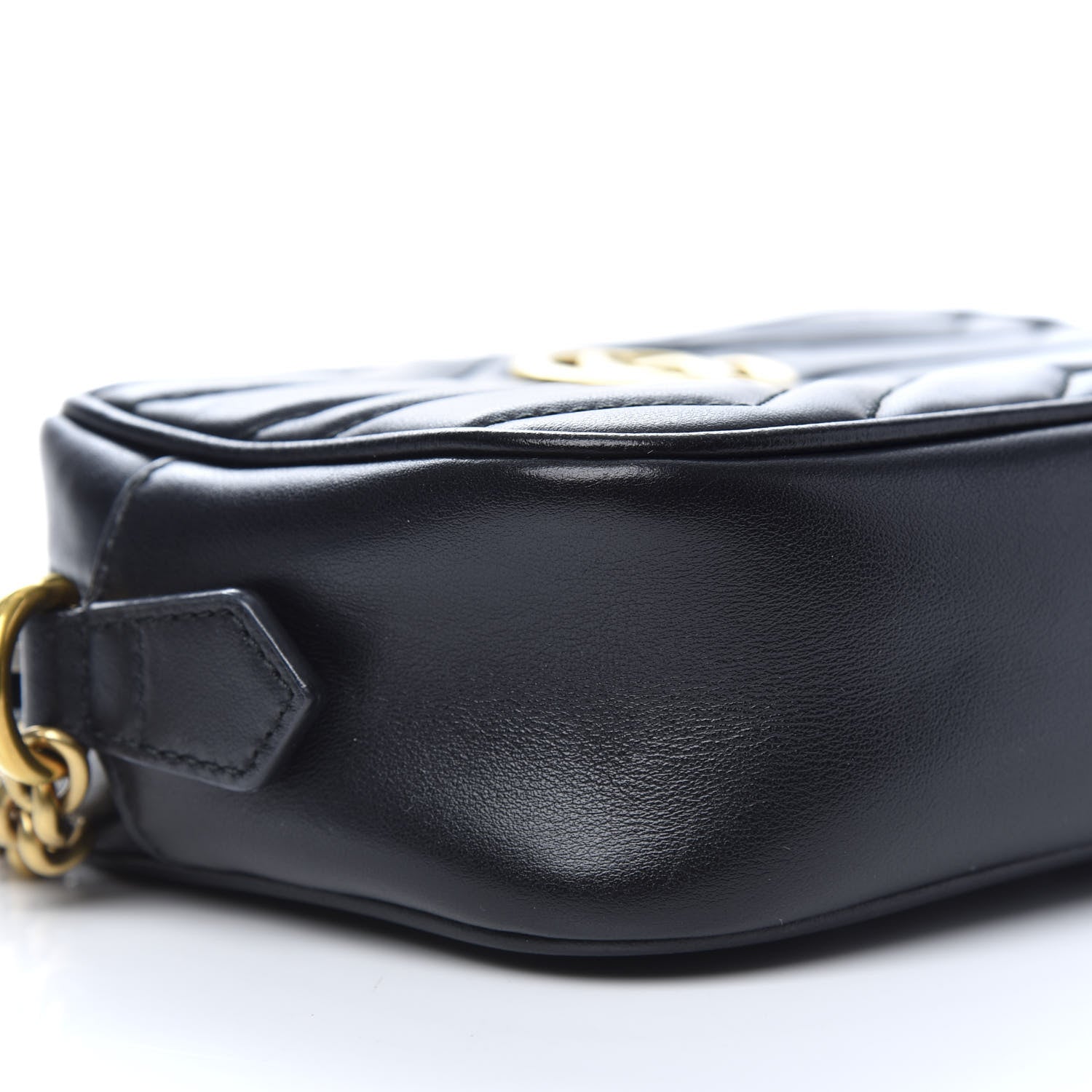Gucci Calfskin Matelasse Mini GG Marmont Chain Shoulder Bag Black 7 of 9