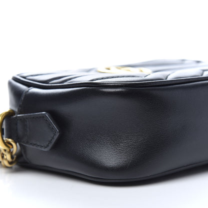 Gucci Calfskin Matelasse Mini GG Marmont Chain Shoulder Bag Black 7 of 9