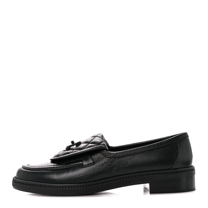 Chanel Crumpled Shiny Lambskin Quilted CC Turnlock Loafers 40 So Black 1 of 9