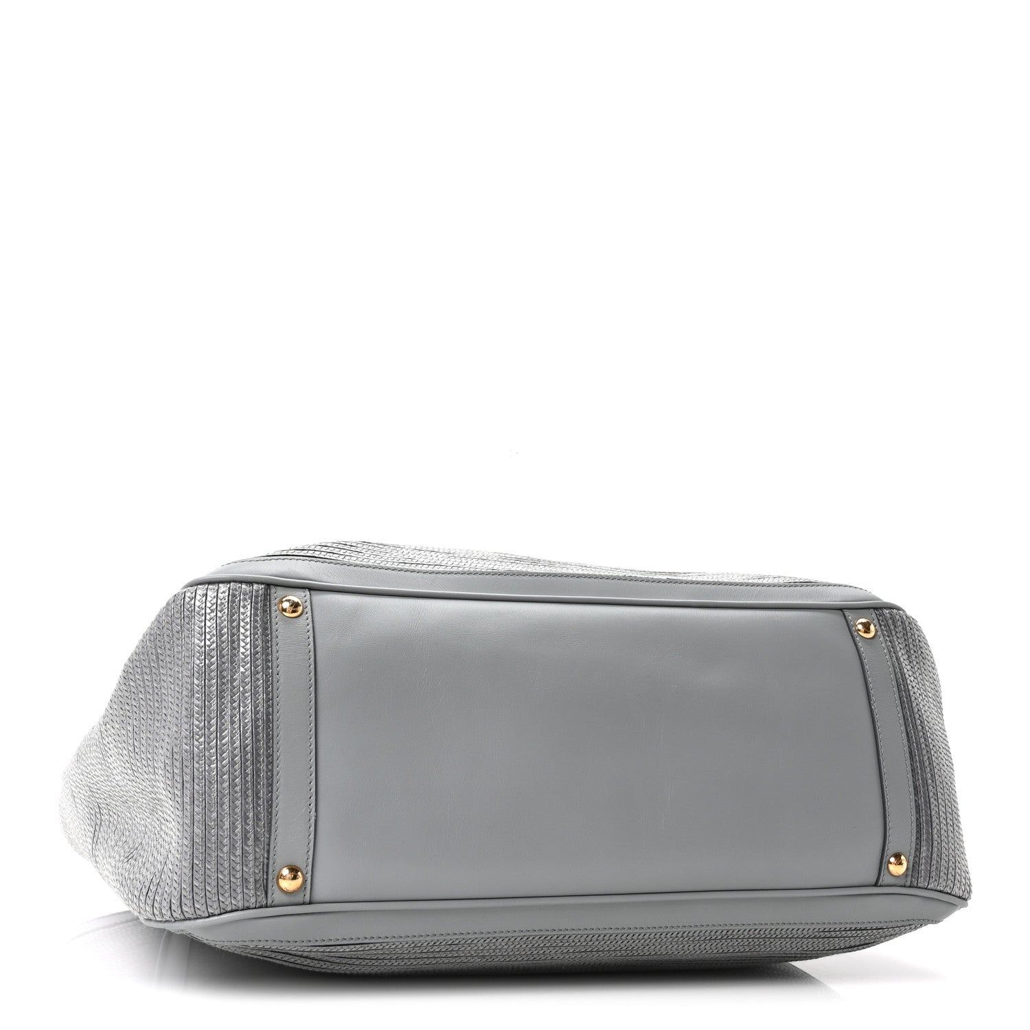 Salvatore Ferragamo Calfskin Raffia Betulla Tote Grey 7 of 17