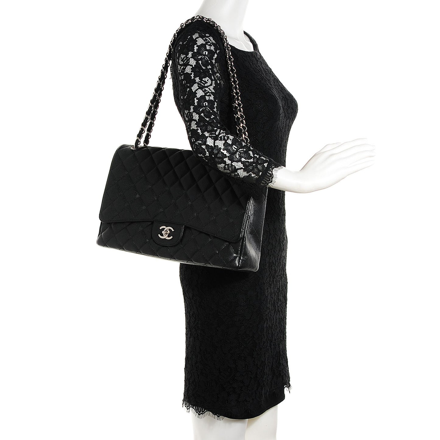 Caviar Quilted Maxi Single Flap Black