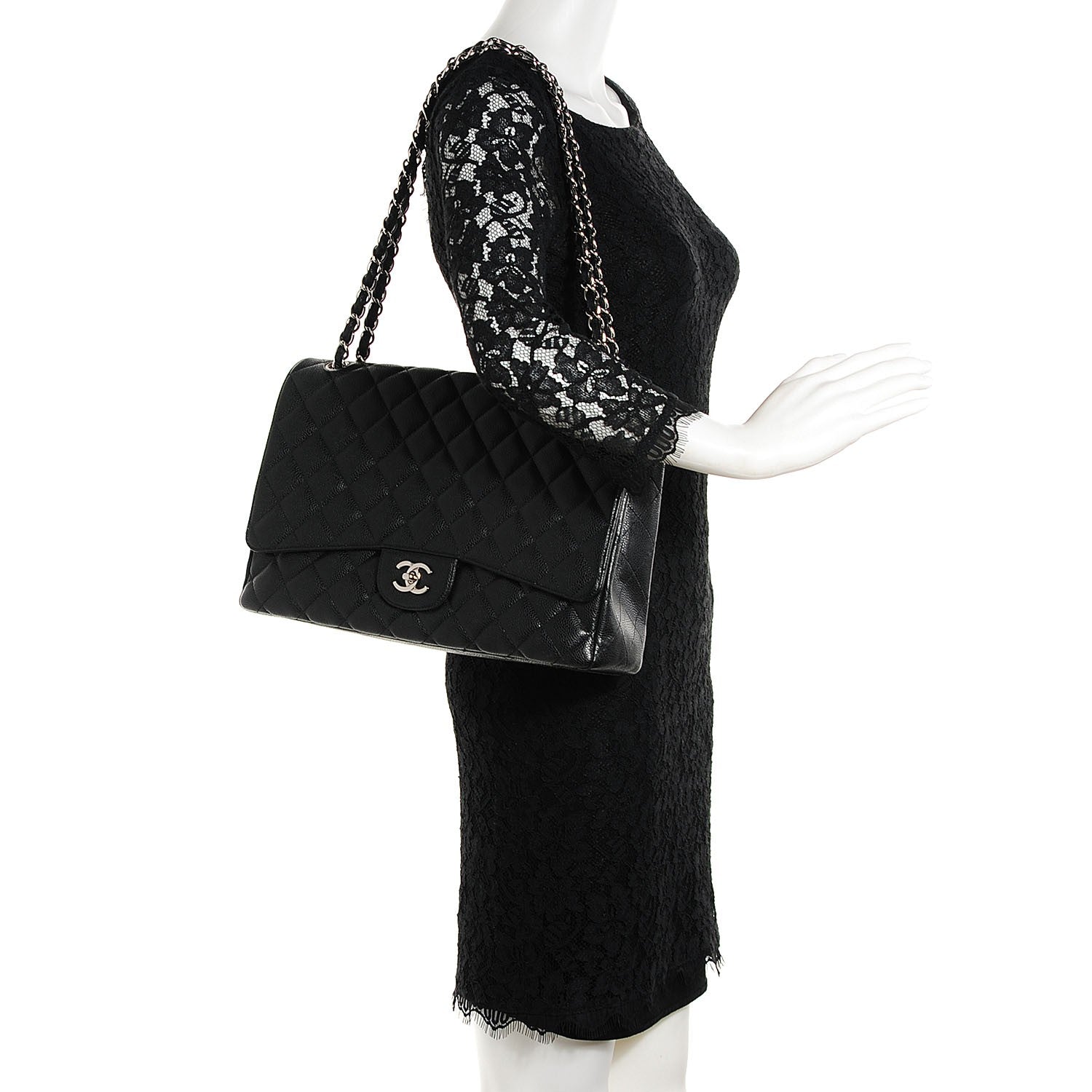 Chanel Caviar Quilted Maxi Single Flap Black 2 of 8