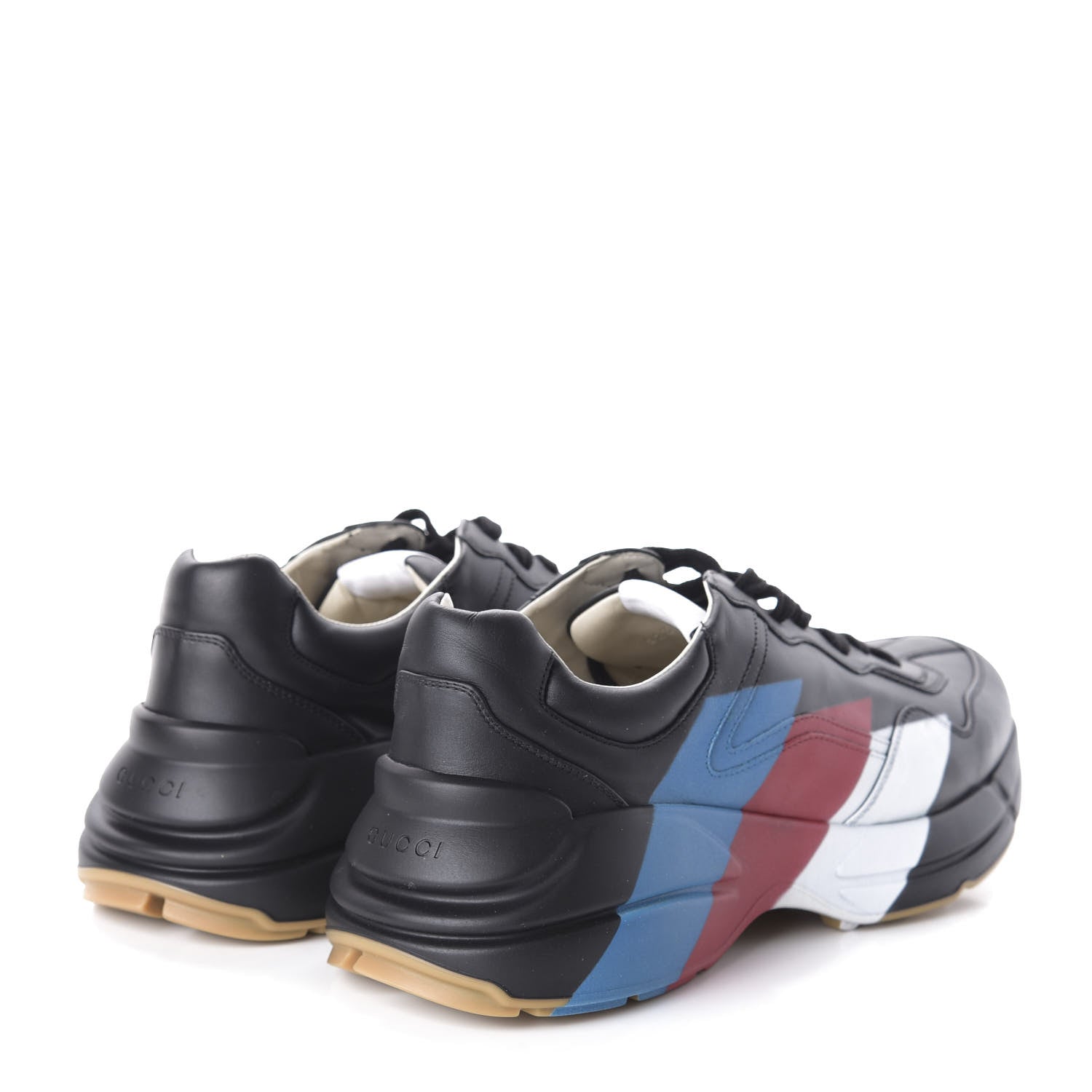 Gucci Calfskin Web Printed Mens Rhyton Sneakers 10.5 Black 4 of 9